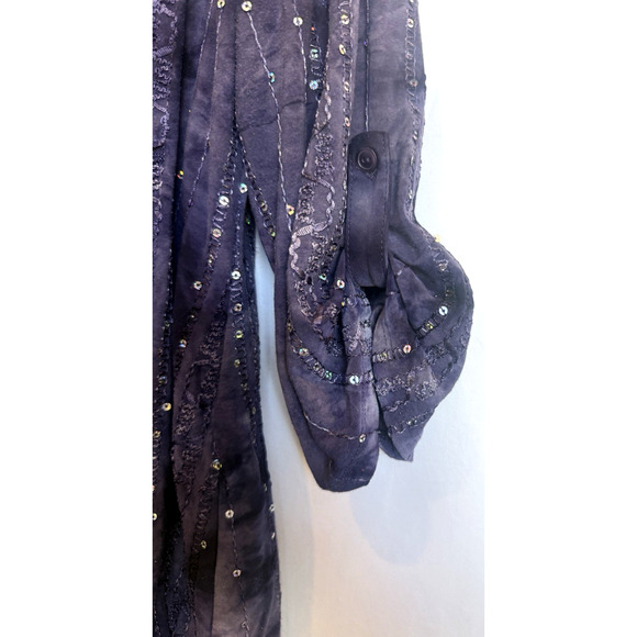 CB Established Womens Embroidered Henley Top Size XL Acid Wash Grunge Witchy Y2K - Picture 2 of 11